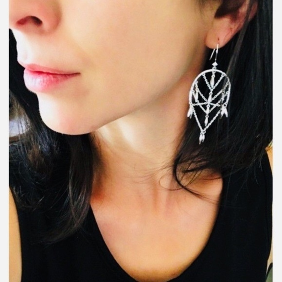 Stella & Dot | Shimmering Silver Helai Delicate Woven Web Chandelier Ear… - Picture 6 of 8